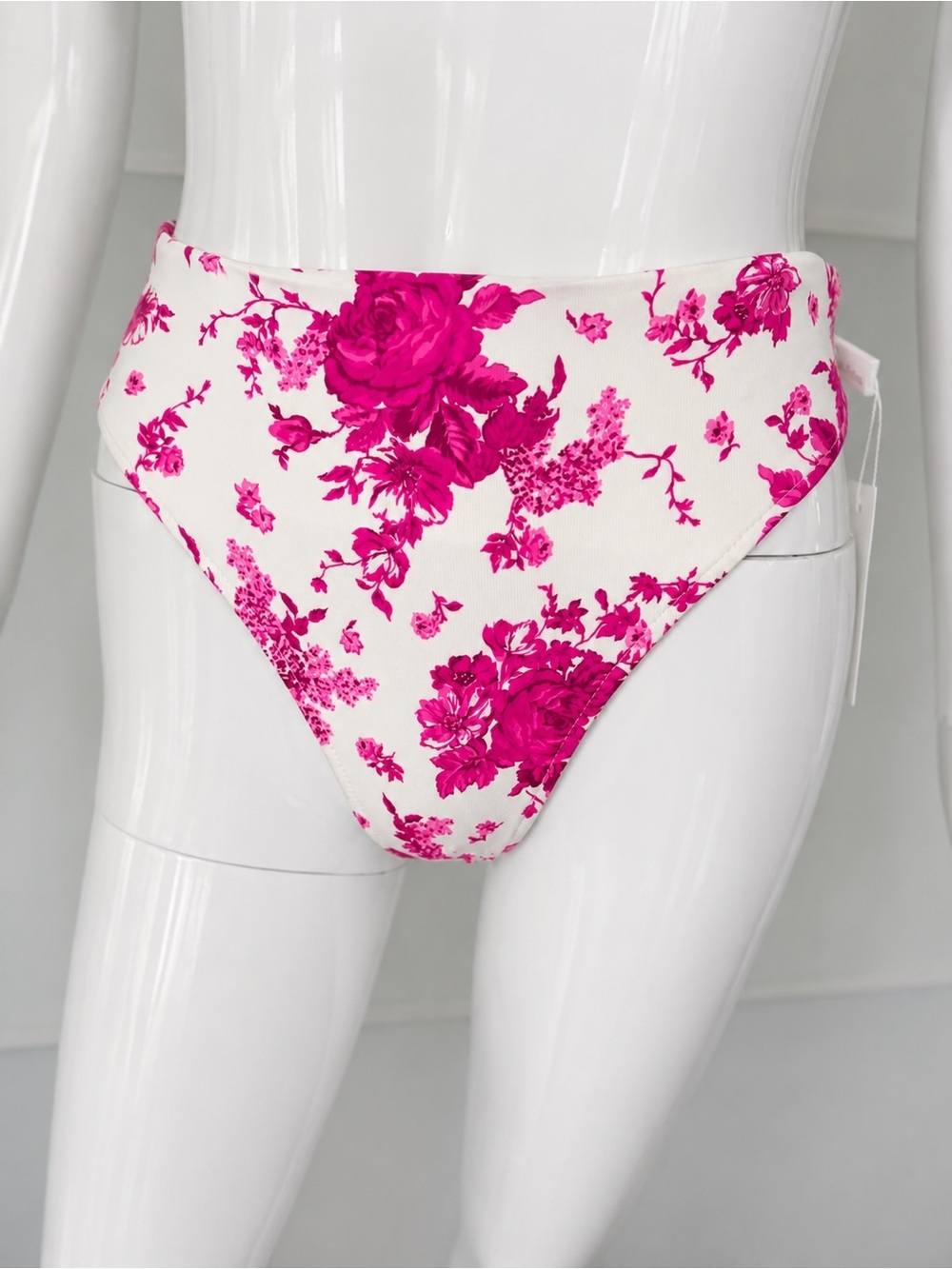 💦 FRANKIES BIKINI NWT Juju High Rise Bikini Bottom Pink Romantic Floral Sz Small